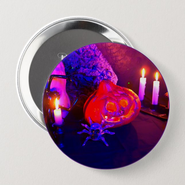 Neon Halloween pumpkins Button (Front & Back)
