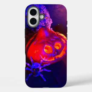 Neon Halloween pumpkins iPhone 16 Plus Case