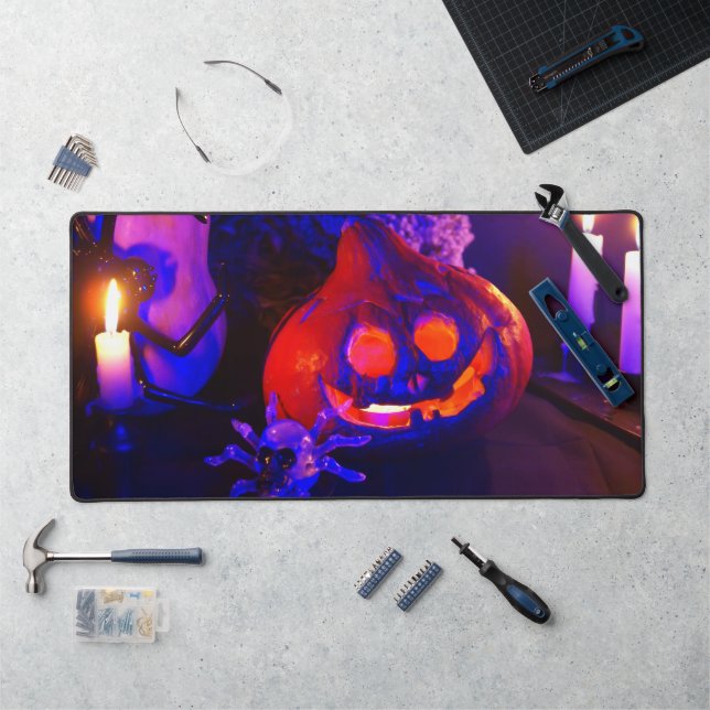 Neon Halloween pumpkins Desk Mat (Workstation)