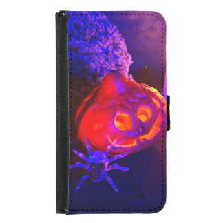 Neon Halloween pumpkins Samsung Galaxy S5 Wallet Case