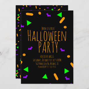 Neon Halloween Sprinkles Birthday Party Event Invitation