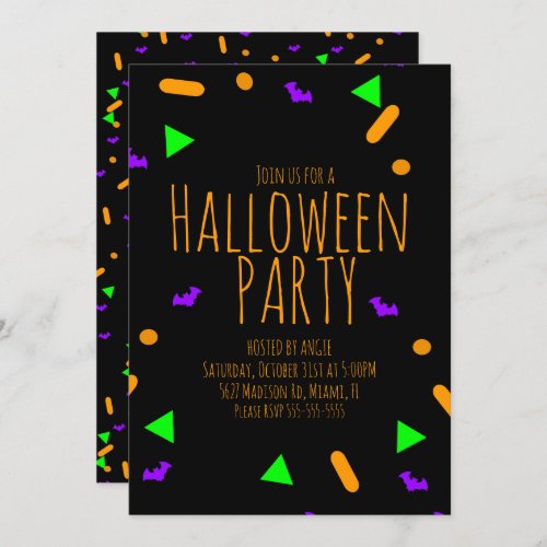 Neon Halloween Sprinkles Birthday Party Event Invitation