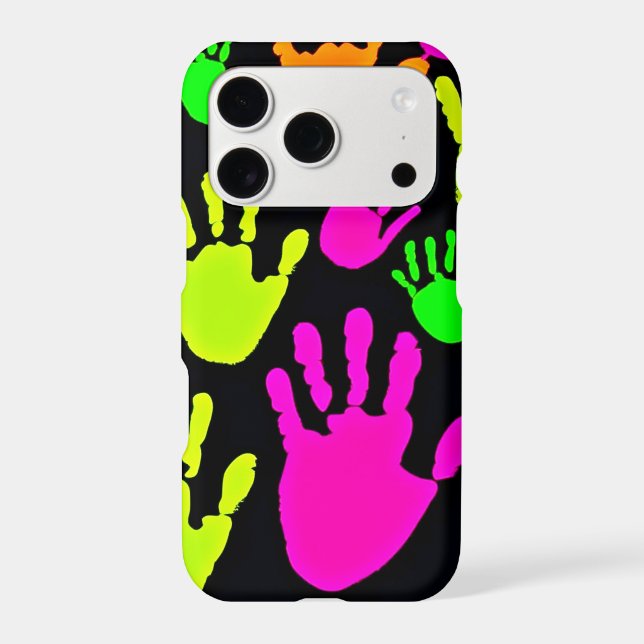 Neon Handprint Graffiti Pattern Iphone Case (Back)