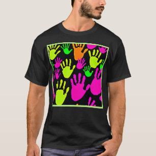 Neon Handprint Graffiti Pattern T-Shirt