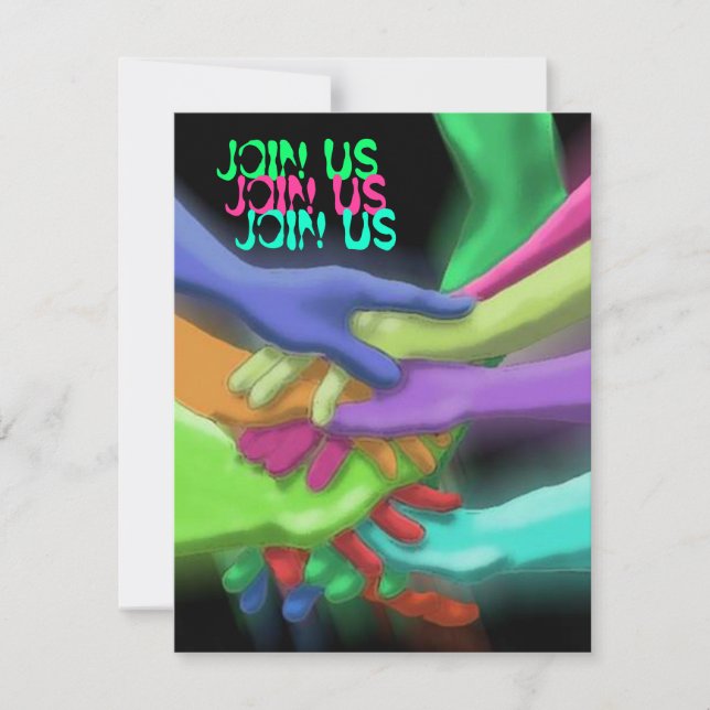 NEON HANDS "JOIN US" GRADUATION PARTY INVITATION (Front)