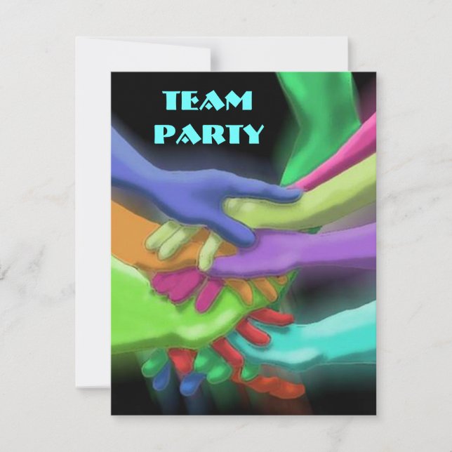 NEON HANDS STACKED GET-TOGETHER PARTY INVITATION (Front)