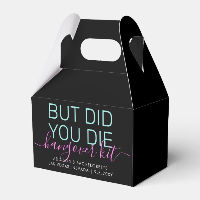 Neon Hangover Relief Kit Personalized Favor Boxes (Front Side)