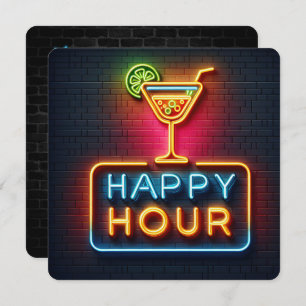 Neon Happy Hour Party Invitation