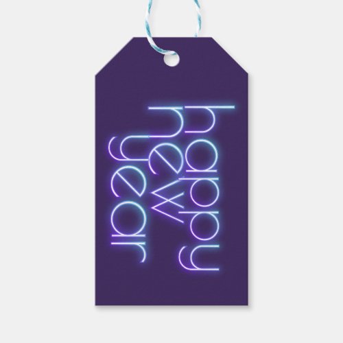 Neon Happy New Year Gift Tags