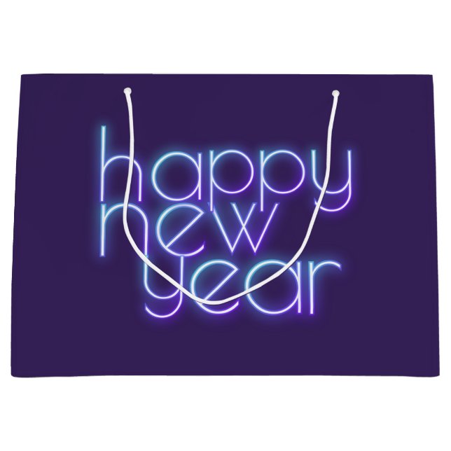 Neon Happy New Year Large Gift Bag (Front)
