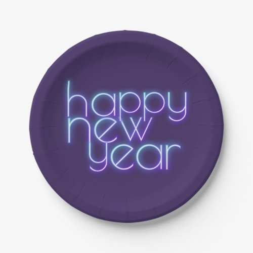Neon Happy New Year Paper Plates