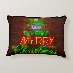 Neon Have A Very Merry Christmas Decorative Pillow