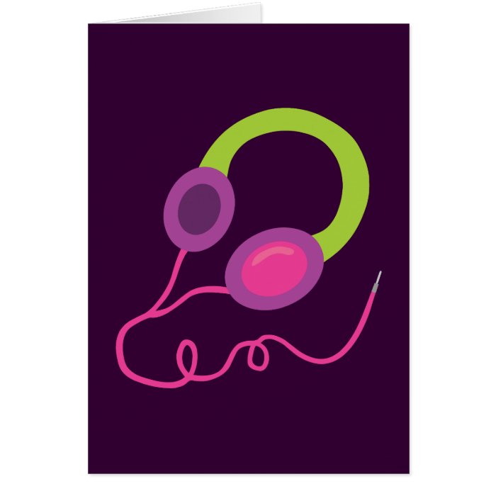 Neon Headphones Greeting Card