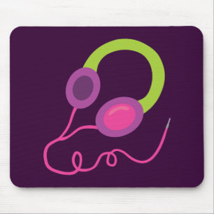Neon Headphones Mouse Pad