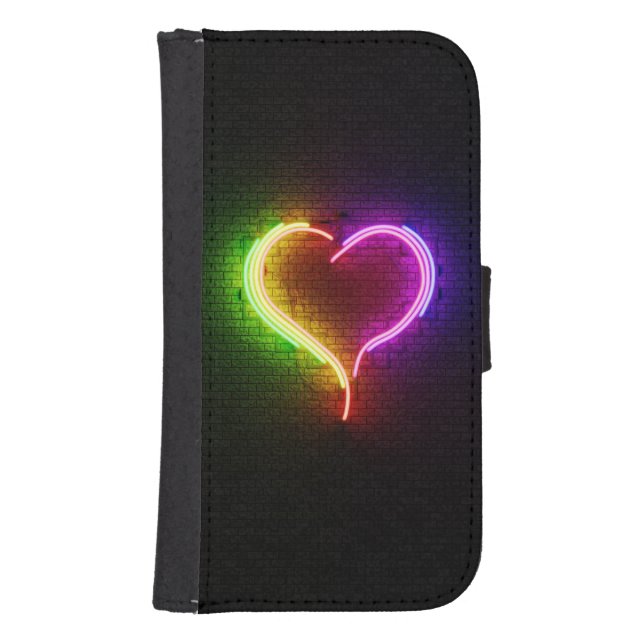 Neon Heart Desk Mat Samsung Galaxy Wallet Case (Front)