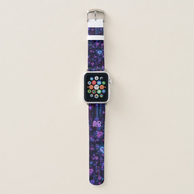 Neon Heart Galaxy Cosmic Love Aesthetic Apple Watch Band (Front)