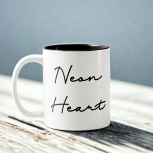Neon Heart - Retro Love Quote Two-Tone Coffee Mug