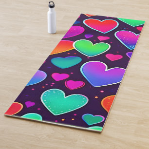 Neon Heart Symphony Yoga Mat