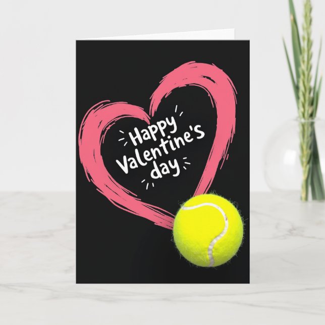 Neon Heart Tennis Valentine Card (Front)