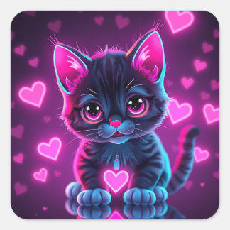 Neon Heart Valentines  Square Sticker