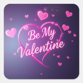 Neon Heart Valentines  Square Sticker