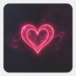 Neon Heart Valentines  Square Sticker