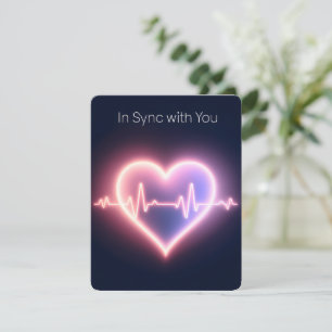 Neon Heartbeat Glow Symbolizing Love Valentine's Holiday Card