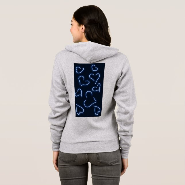 Neon Hearts Blue Hoodie (Back Full)