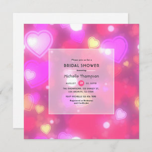 Neon Hearts Bridal Shower Invitation