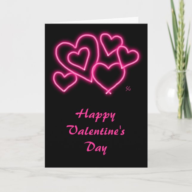 "Neon Hearts Valentine" Card (Front)