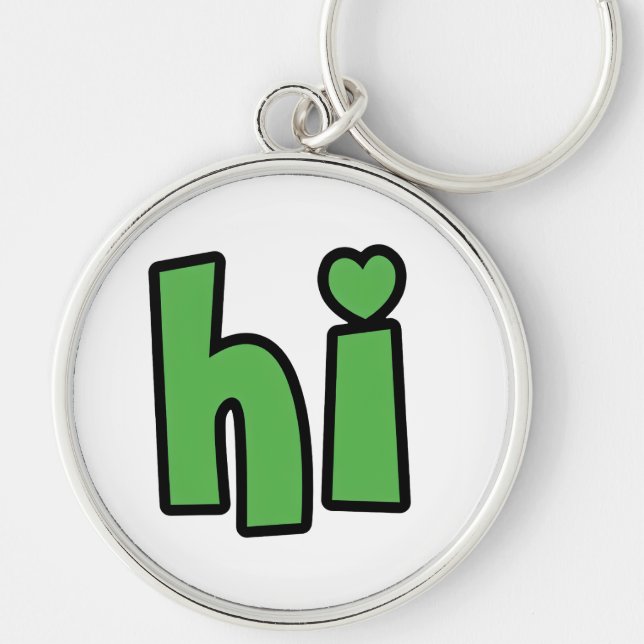 Neon Hello, Heart Included 🌿 Glow-in-the-Dark "Hi Keychain (Front)