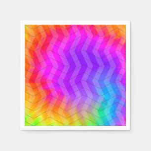 Neon Herringbone Trippy Hippie Rainbow Napkins