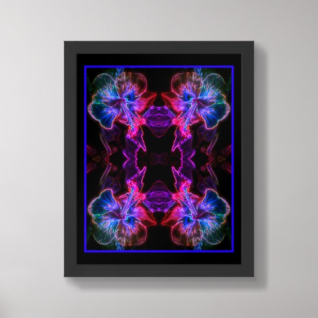 Neon Hibiscus Abstract Flower Art  Framed Art (Framed Front)