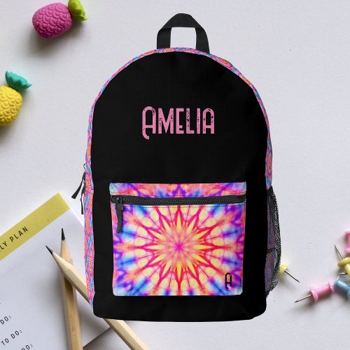 Neon Hippie Tie Dye Girly Cool Sporty Cool  Printed Backpack