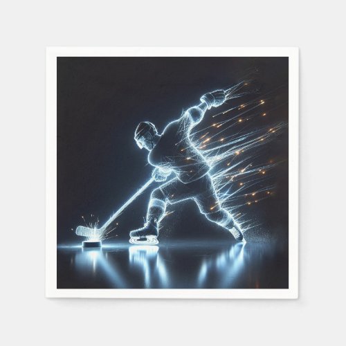 Neon Hockey Player On Ice Napkins