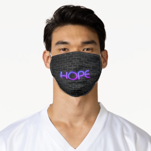 Neon Hope sign Adult Cloth Face Mask