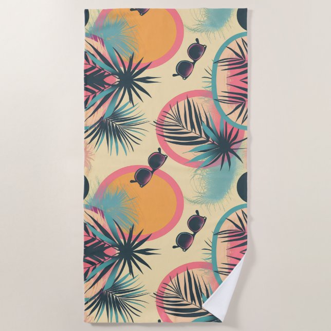 Neon Horizon Oasis Beach Towel (Front)