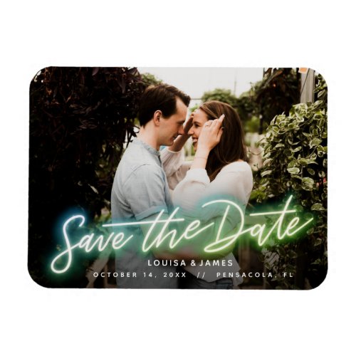 Neon Horizontal Photo Save the Date Magnet