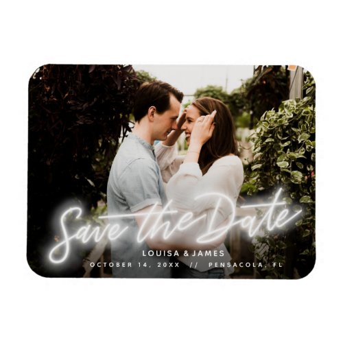 Neon Horizontal Photo Save the Date Magnet