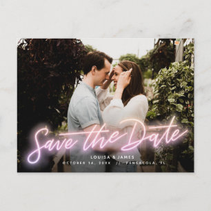 Neon Horizontal Photo Save the Date Postcard
