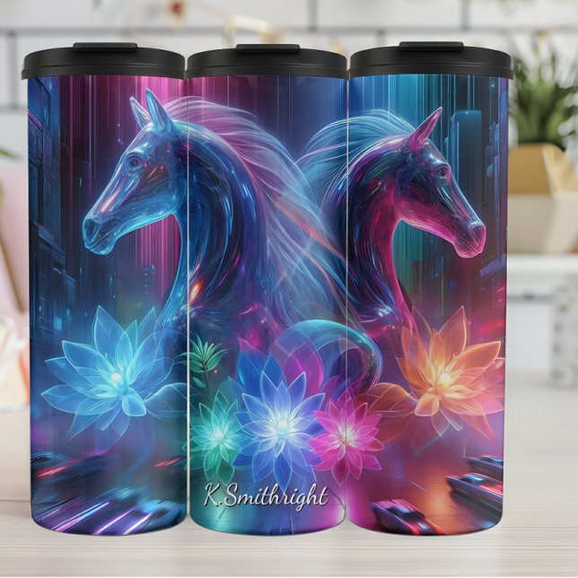 Neon Horse Lotus Cityscape Vision Thermal Tumbler (Creator Uploaded)