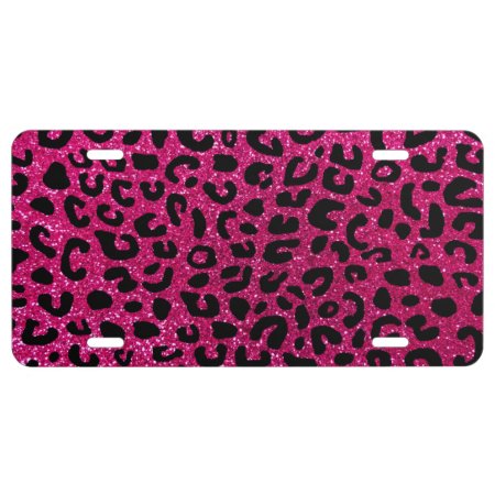 Neon Hot Pink Cheetah Print License Plate
