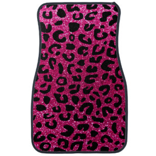 Neon hot pink cheetah print pattern car mat