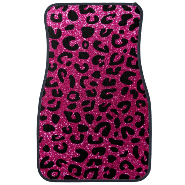 Neon hot pink cheetah print pattern car mat (Front)