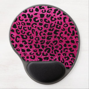 Neon hot pink cheetah print pattern gel mouse pad