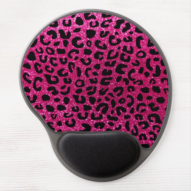 Neon hot pink cheetah print pattern gel mouse pad (Front)