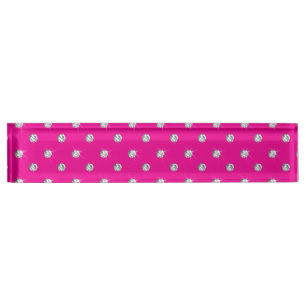 Neon hot pink diamonds desk name plate