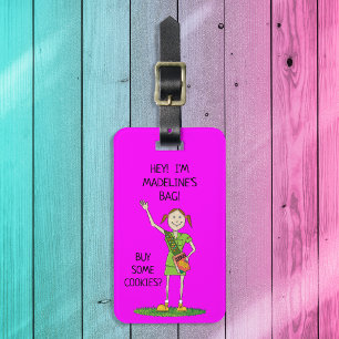 Neon HOT PINK Girl Scout JUNIOR Custom Luggage Tag