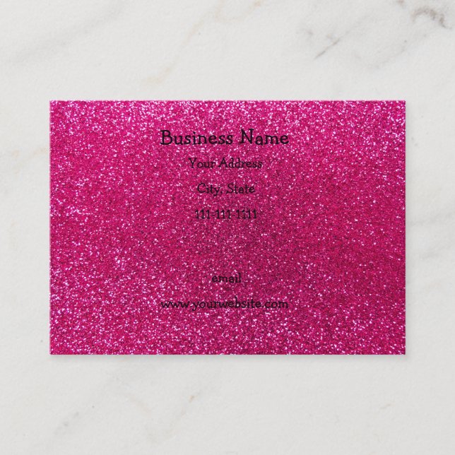 Neon hot pink glitter business card (Front)