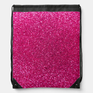 Neon hot pink glitter drawstring bag